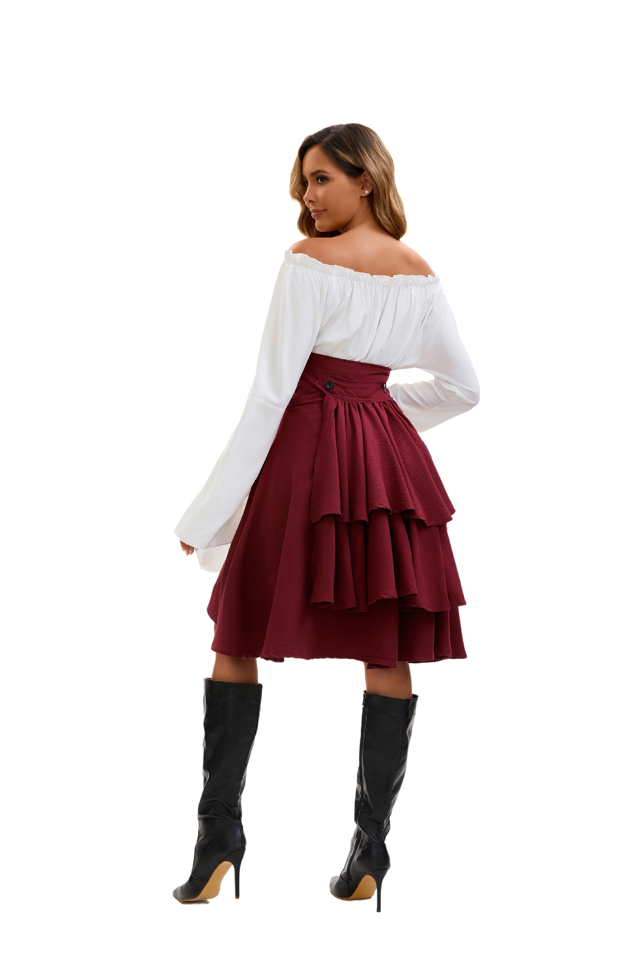 Medieval Renaissance Off Shoulder Dress Bell Sleeve Costume